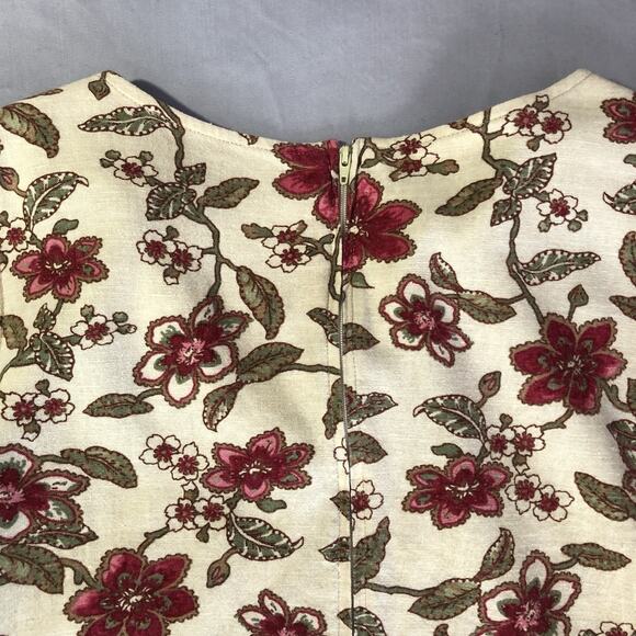 VTG White Stag Dress Womens Large Red Pink Floral Linen Rayon Sleeveless Boho - Picture 8 of 10